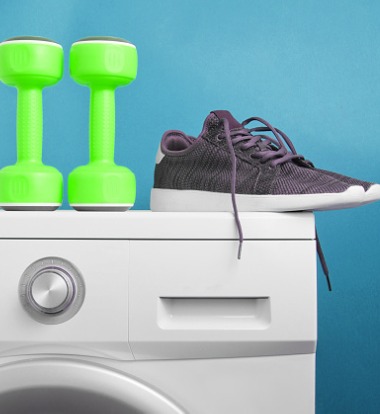 Exercise Equipment on Top of Commercial Washers for Health Clubs